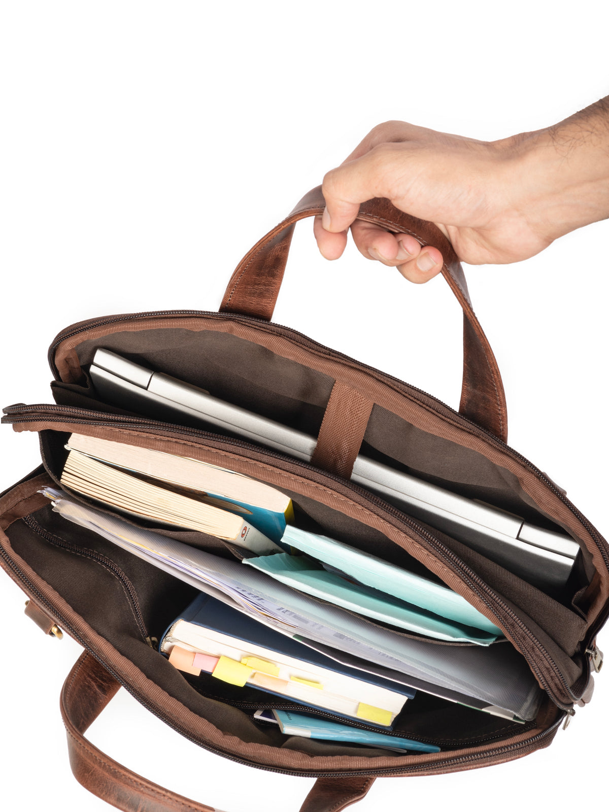 Classy Leather Bags Harbor Laptop Briefcase, Brown - AVBL MRKT (3)