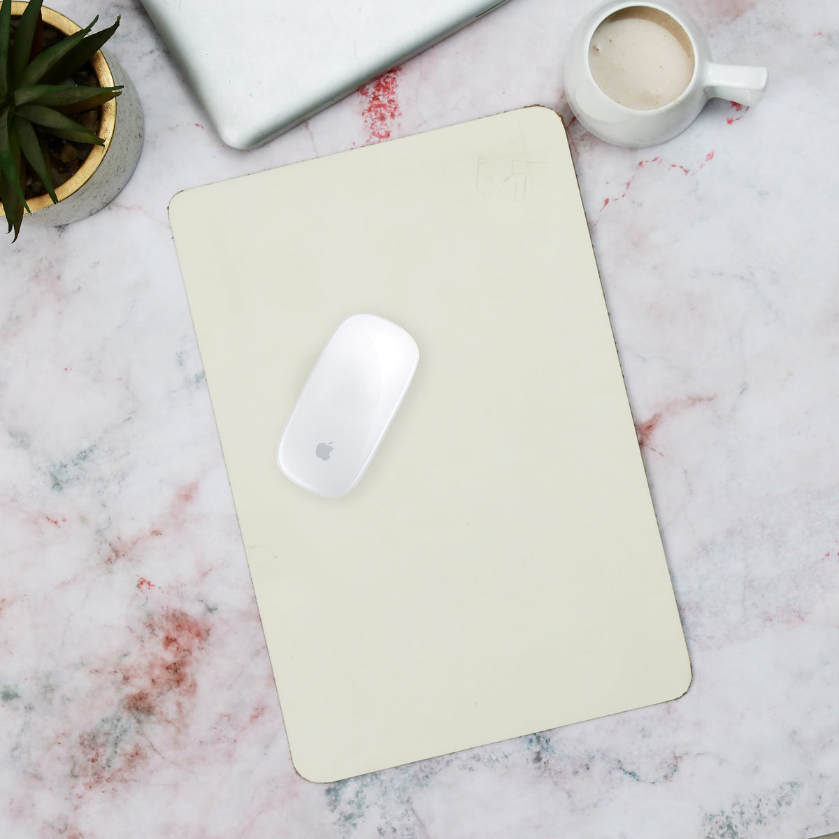 Classy Leather Bags Ivory Elegance Leather Desk Mat + Mouse Pad - AVBL MRKT (2)