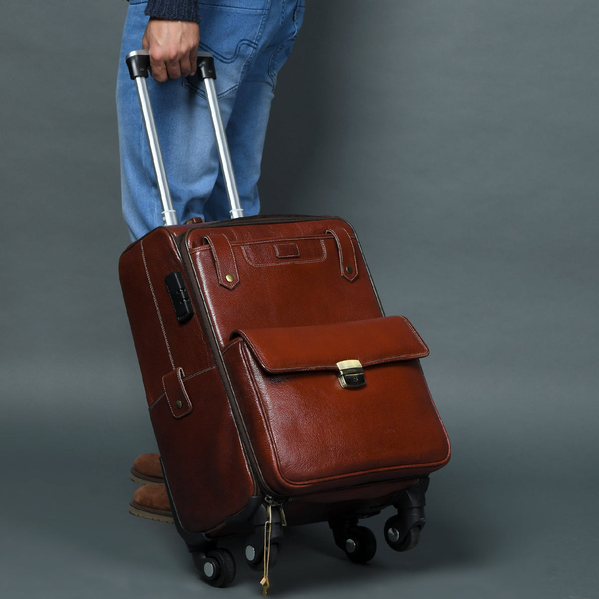 Classy Leather Bags Leather Carry-On Trolly Bag - AVBL MRKT (1)