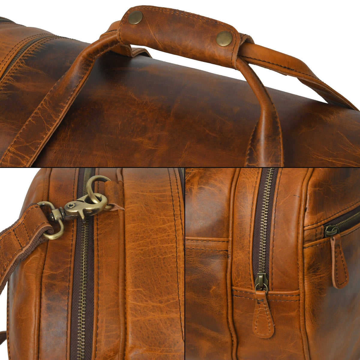 Classy Leather Bags Leather Gym Travel Bag, Round - AVBL MRKT (11)