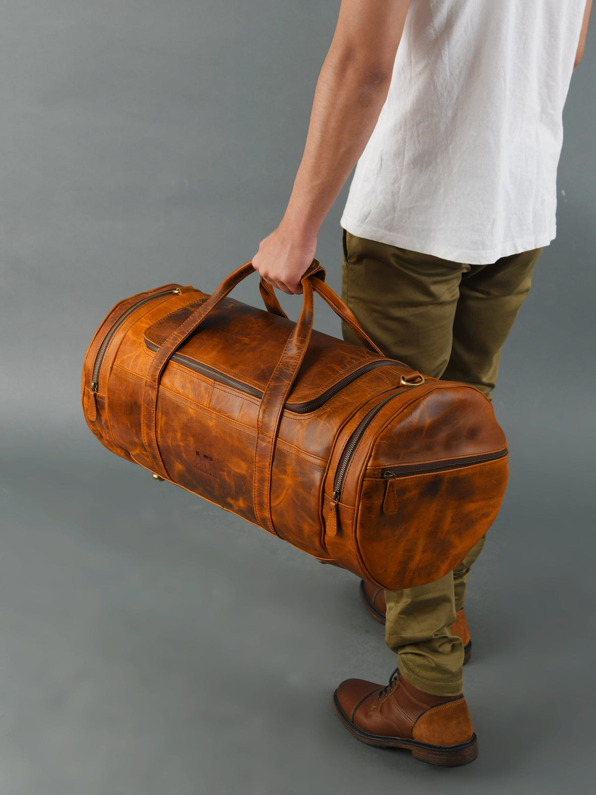 Classy Leather Bags Leather Gym Travel Bag, Round - AVBL MRKT (2)