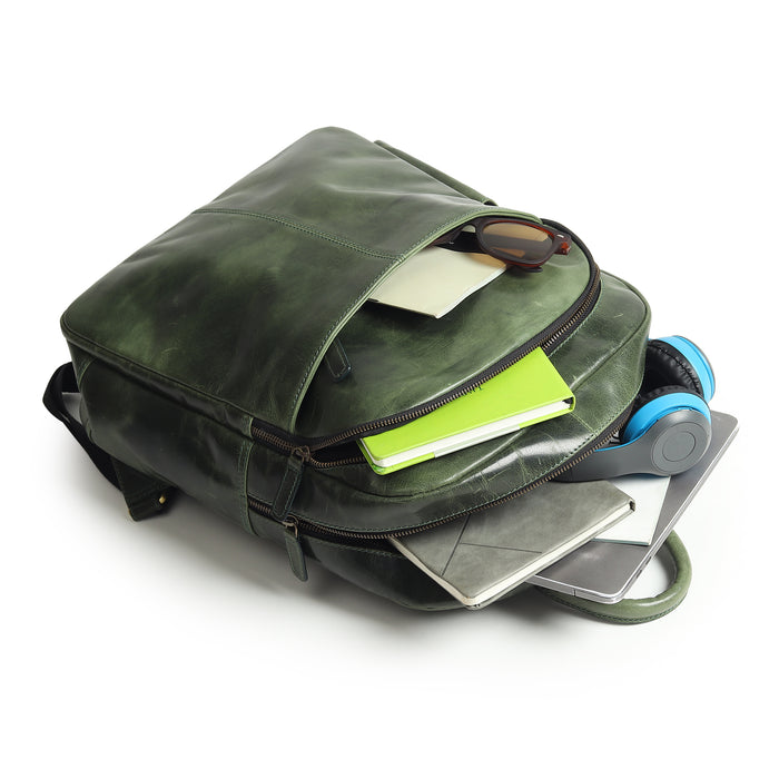 Classy Leather Bags Luxury Italian Leather Backpack, Green - AVBL MRKT (3)
