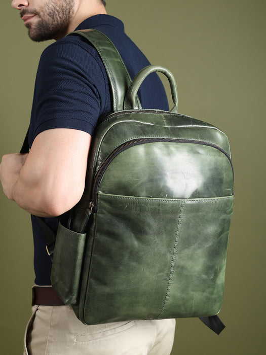 Classy Leather Bags Luxury Italian Leather Backpack, Green - AVBL MRKT (4)