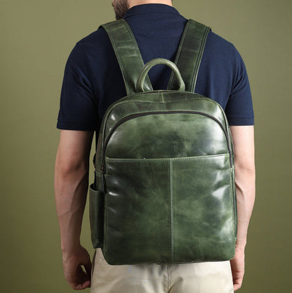 Classy Leather Bags Luxury Italian Leather Backpack, Green - AVBL MRKT (5)
