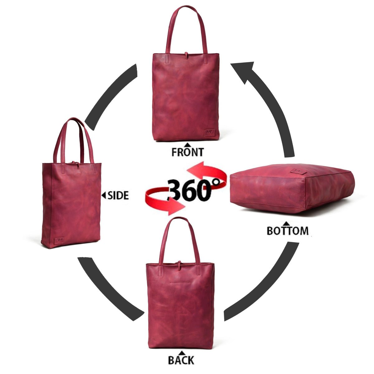 Classy Leather Bags Maroon Leather Tote Bag - AVBL MRKT (11)