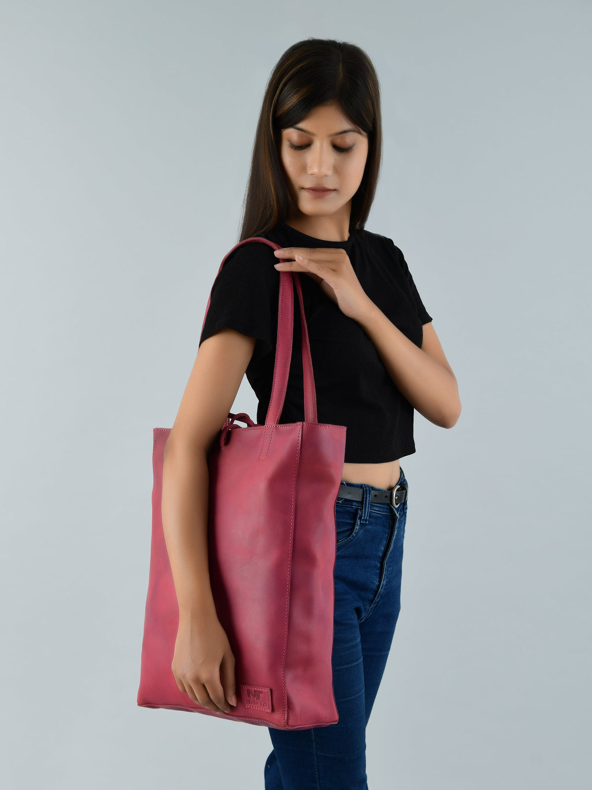 Classy Leather Bags Maroon Leather Tote Bag - AVBL MRKT (2)
