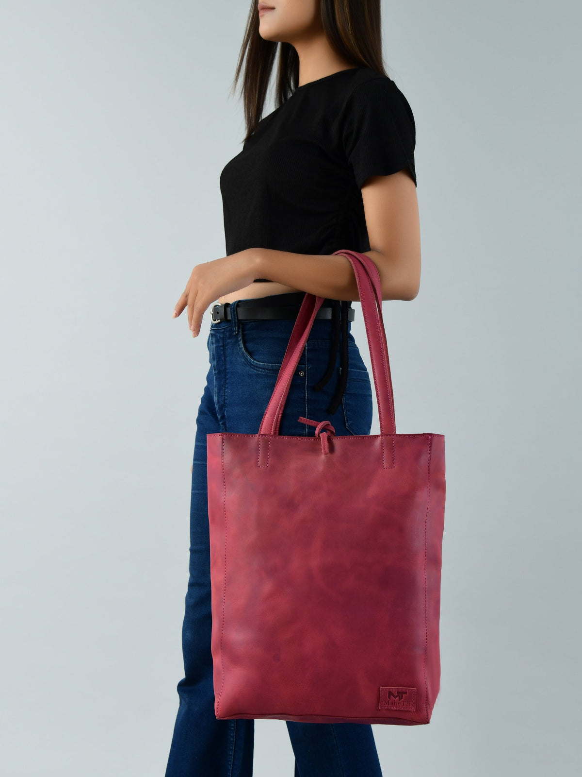 Classy Leather Bags Maroon Leather Tote Bag - AVBL MRKT (7)