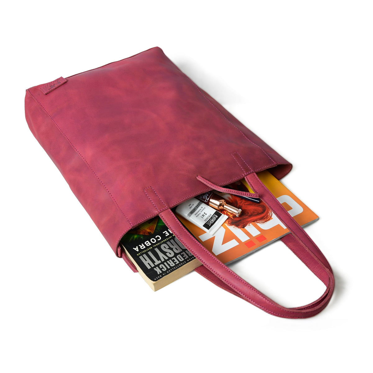 Classy Leather Bags Maroon Leather Tote Bag - AVBL MRKT (8)