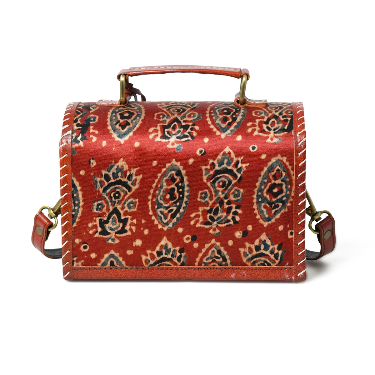 Classy Leather Bags Maroon Mystique Ajrakh Satchel Purse - AVBL MRKT (7)
