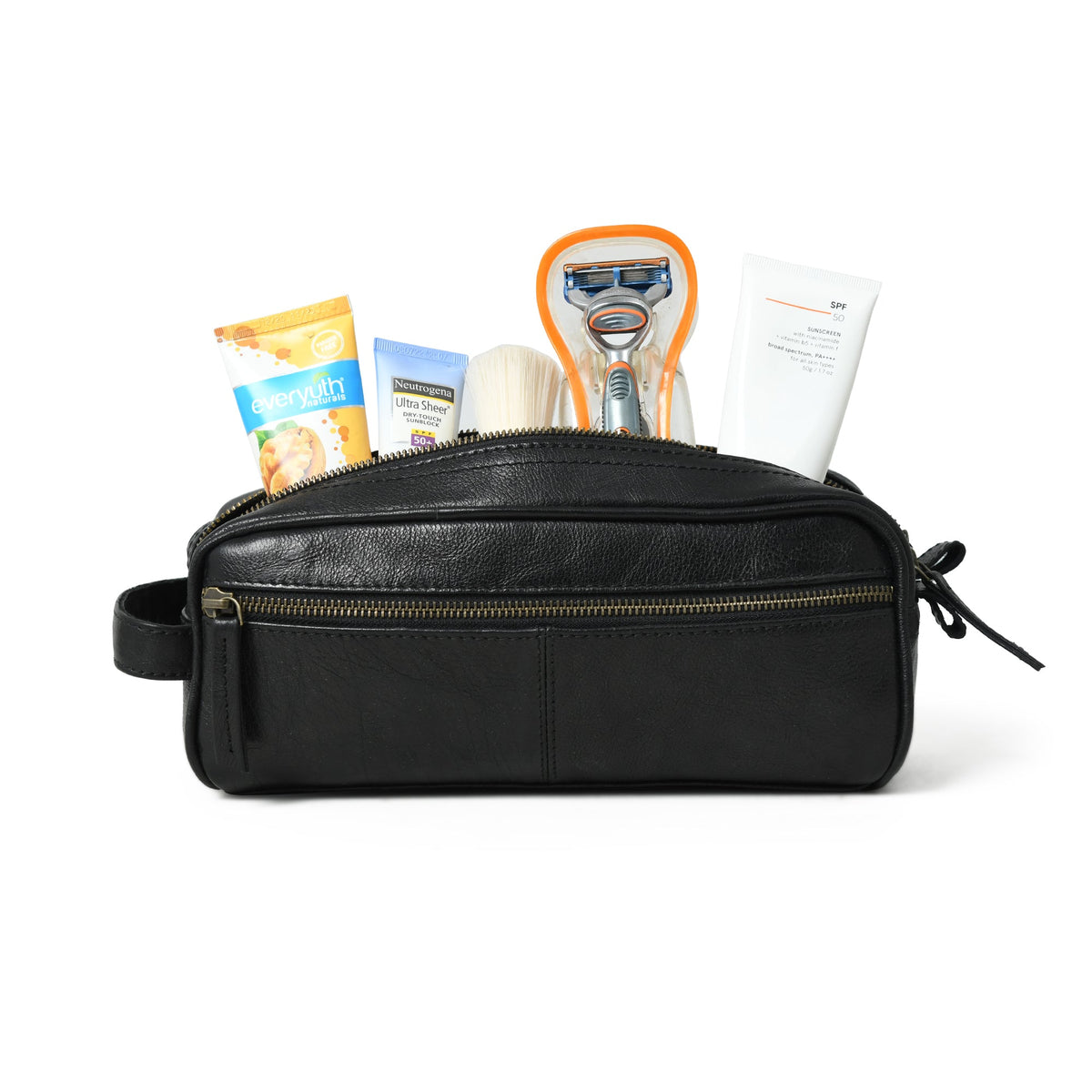 Classy Leather Bags Midnight Deluxe Toiletry Bag-Twin Section - AVBL MRKT (2)