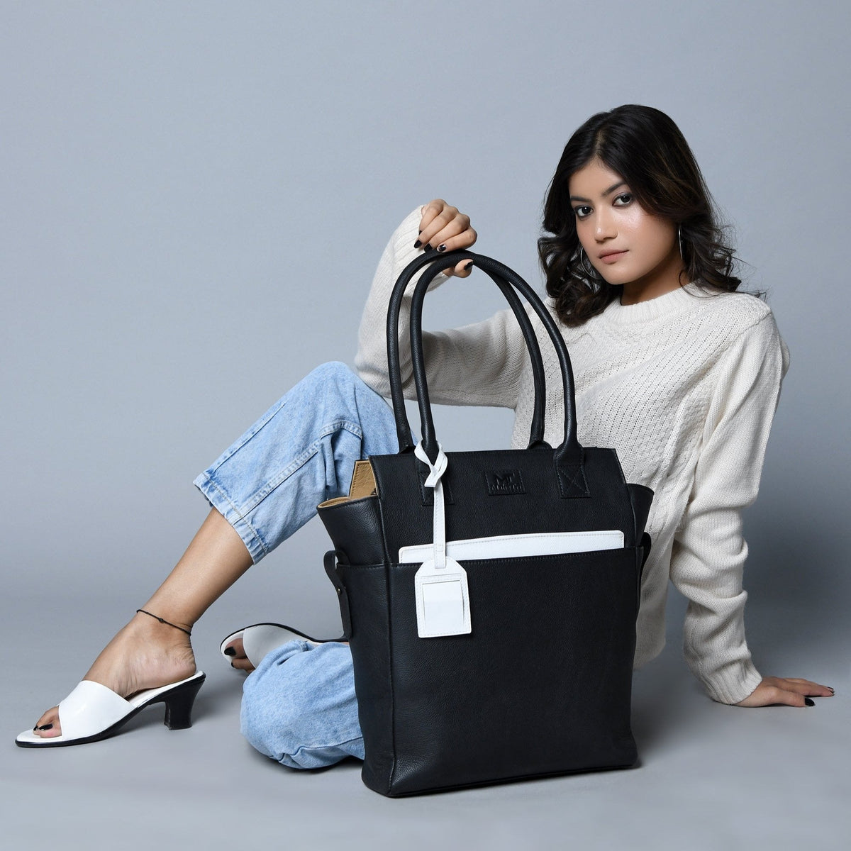 Classy Leather Bags Midnight Elegance Noir Shopper Tote - AVBL MRKT (7)