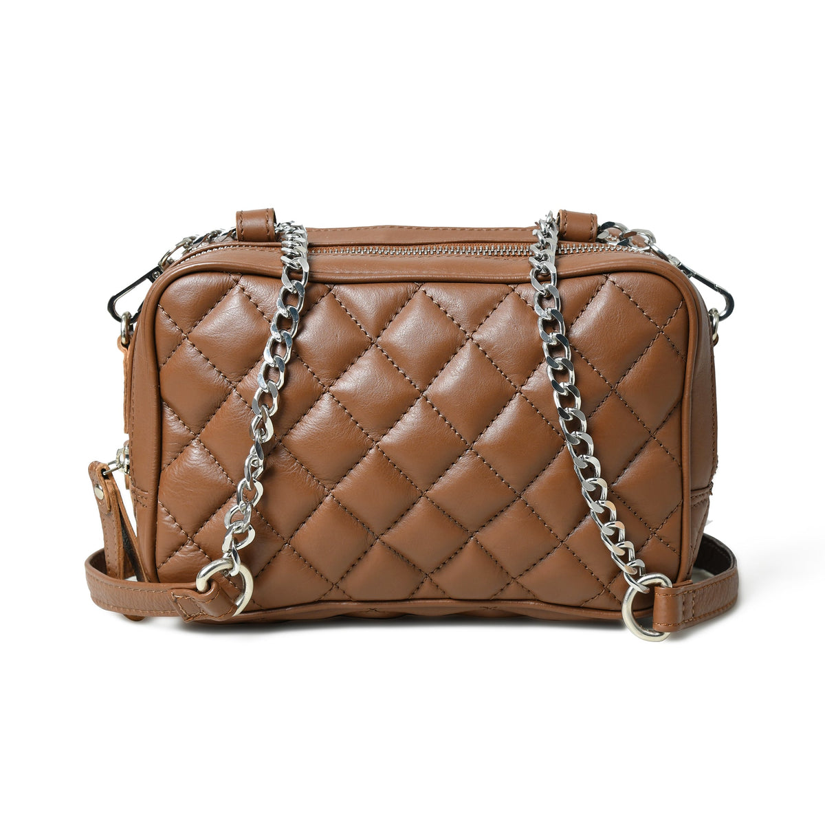 Classy Leather Bags Mini Quilted Crossbody Bag, Rich Brown - AVBL MRKT (6)