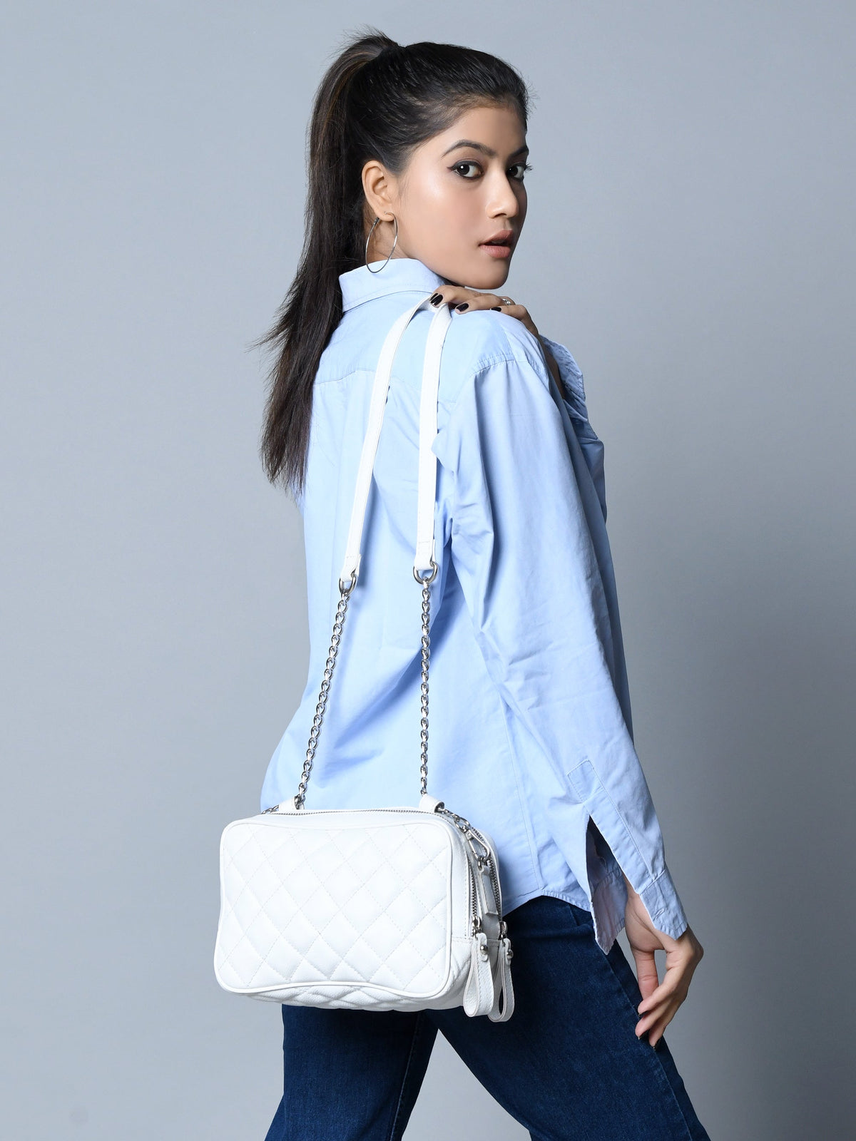 Classy Leather Bags Mini Quilted Crossbody Bag, White - AVBL MRKT (10)