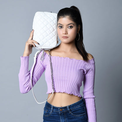 Classy Leather Bags Mini Quilted Crossbody Bag, White - AVBL MRKT (3)