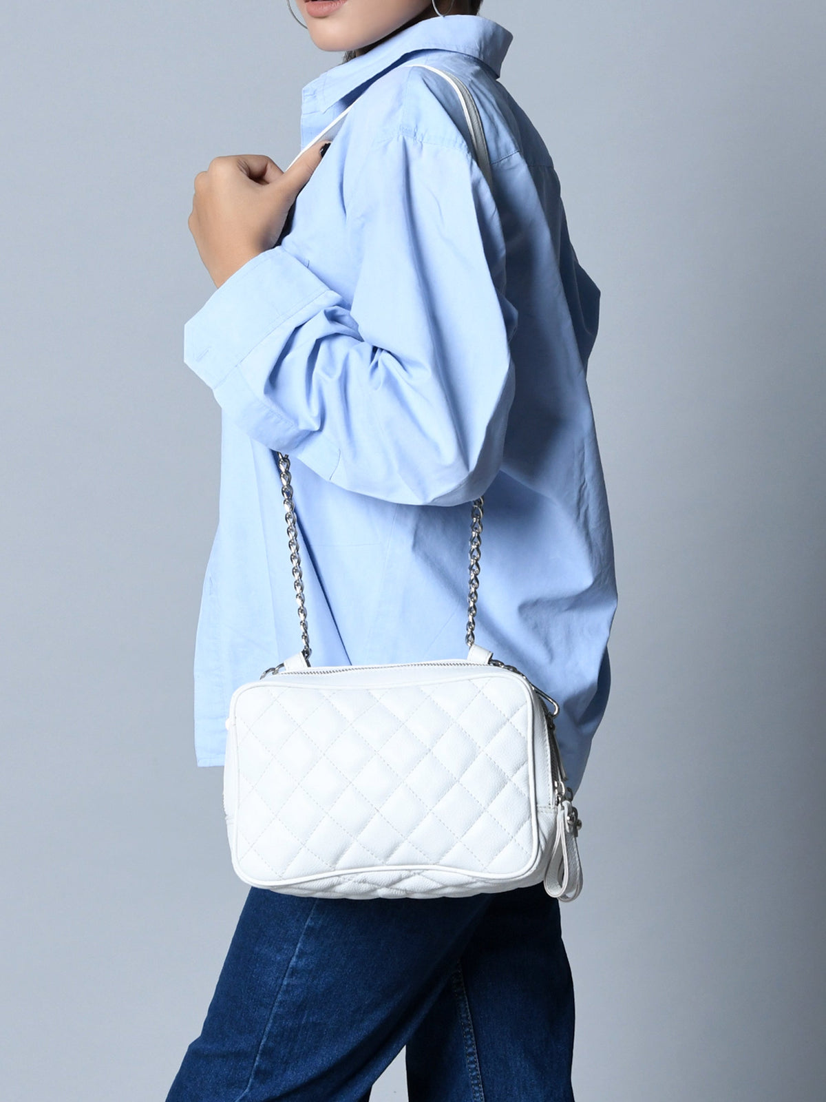 Classy Leather Bags Mini Quilted Crossbody Bag, White - AVBL MRKT (9)