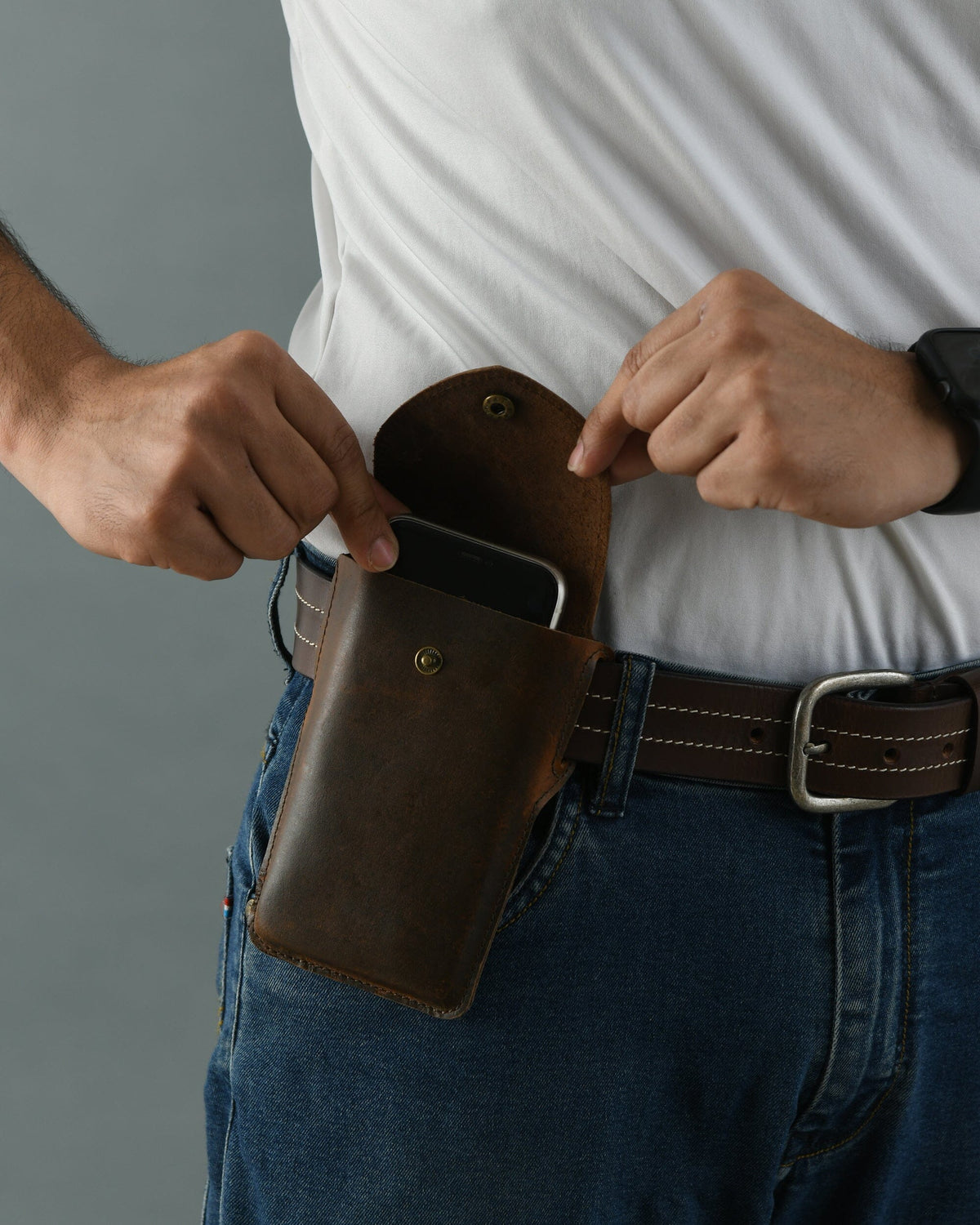 Classy Leather Bags Mobile Holster Case- Dark Brown - AVBL MRKT (2)