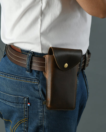 Classy Leather Bags Mobile Holster Case- Dark Brown - AVBL MRKT (4)