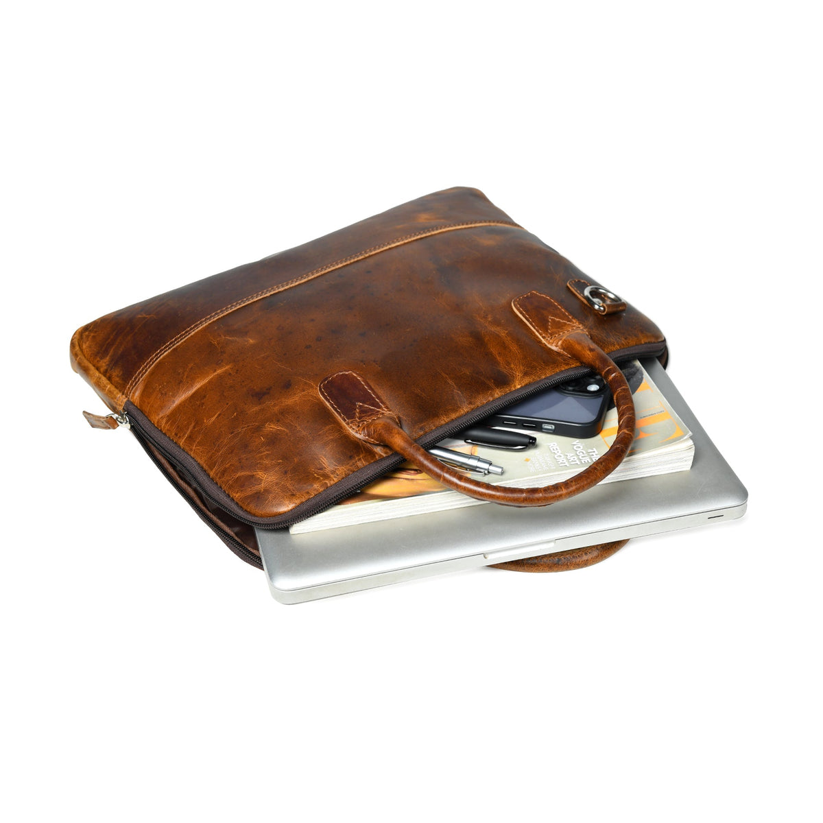 Classy Leather Bags Modernist Leather Laptop Bag- Brown - AVBL MRKT (3)
