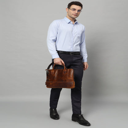 Classy Leather Bags Modernist Leather Laptop Bag- Brown - AVBL MRKT (6)