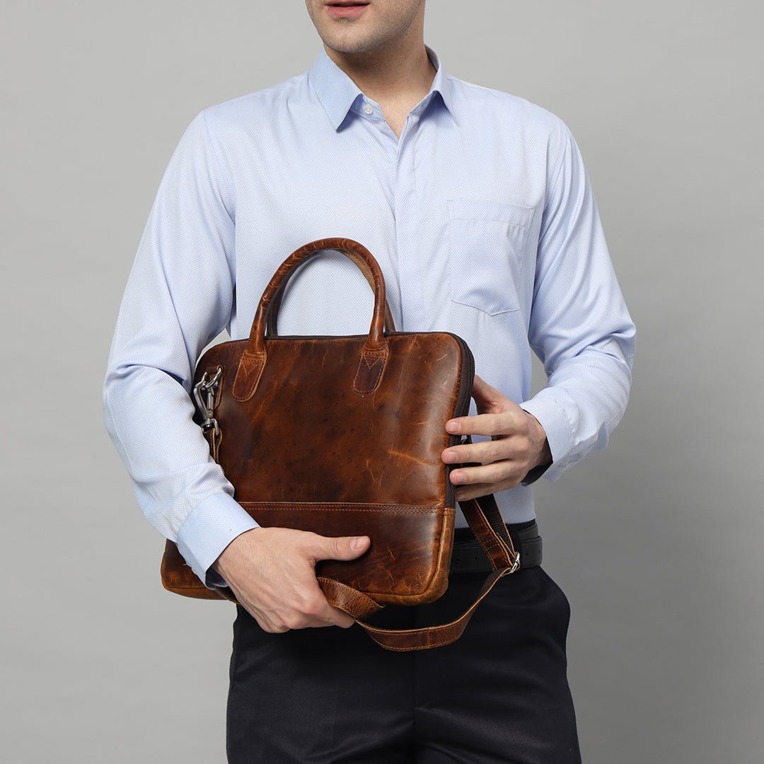 Classy Leather Bags Modernist Leather Laptop Bag- Brown - AVBL MRKT (7)