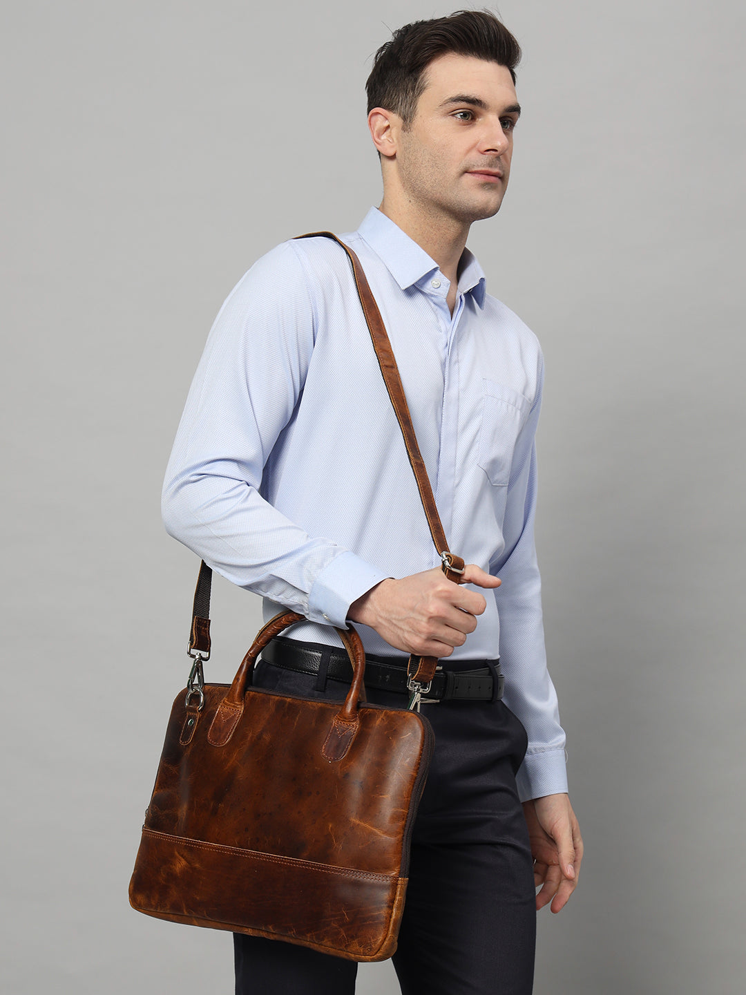 Classy Leather Bags Modernist Leather Laptop Bag- Brown - AVBL MRKT (8)