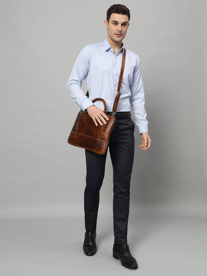 Classy Leather Bags Modernist Leather Laptop Bag- Brown - AVBL MRKT (9)