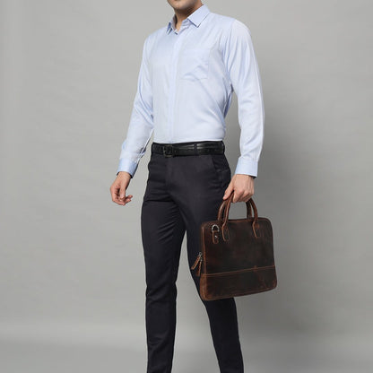 Classy Leather Bags Modernist Leather Laptop Bag-Dark Brown - AVBL MRKT (3)