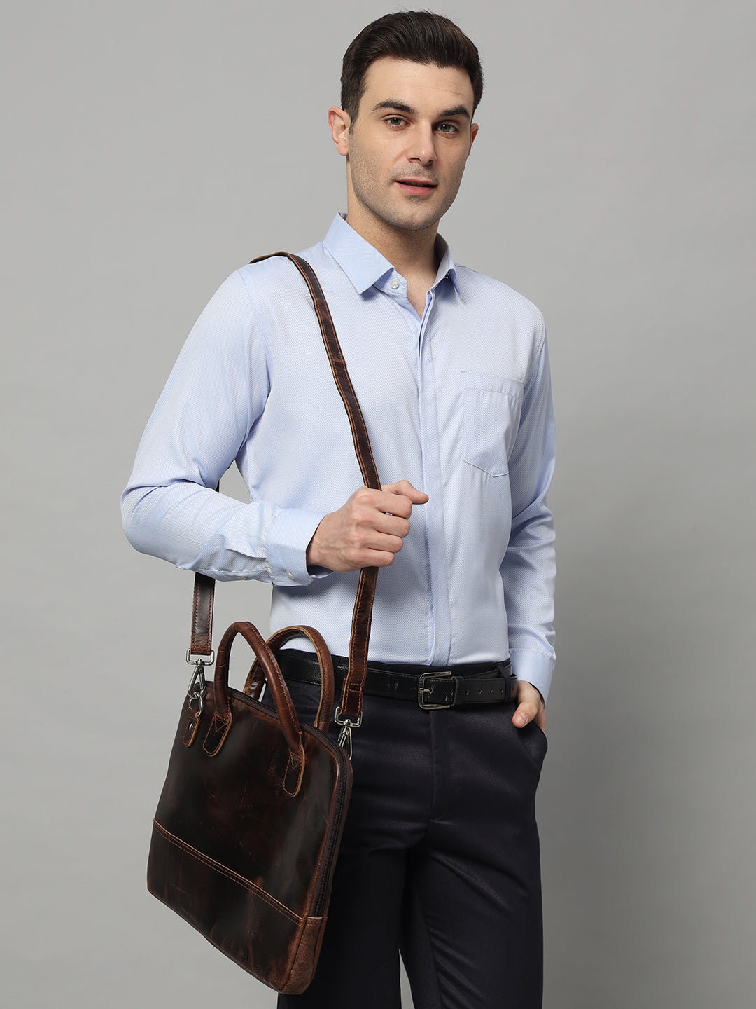Classy Leather Bags Modernist Leather Laptop Bag-Dark Brown - AVBL MRKT (6)