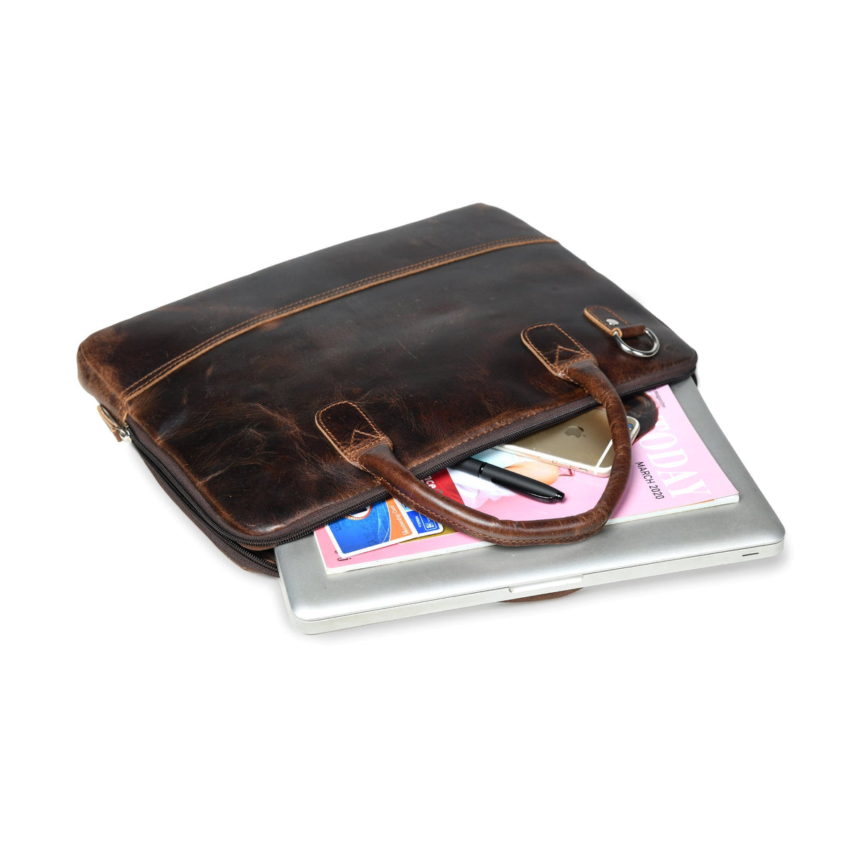 Classy Leather Bags Modernist Leather Laptop Bag-Dark Brown - AVBL MRKT (8)