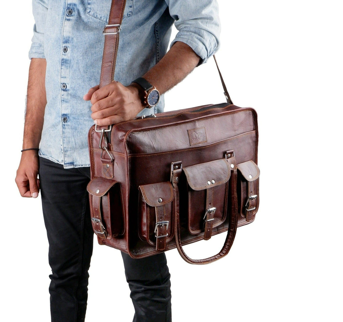 Classy Leather Bags Morgan Leather Briefcase - AVBL MRKT (2)