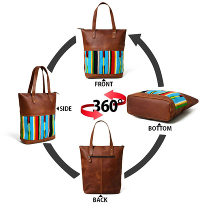 Classy Leather Bags Multicoloured Leather Tote Bag - AVBL MRKT (11)