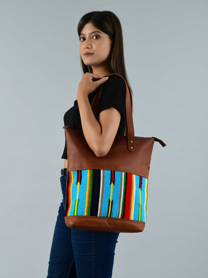 Classy Leather Bags Multicoloured Leather Tote Bag - AVBL MRKT (4)