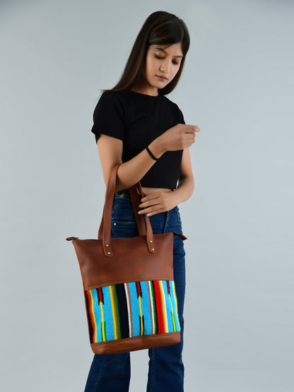 Classy Leather Bags Multicoloured Leather Tote Bag - AVBL MRKT (7)