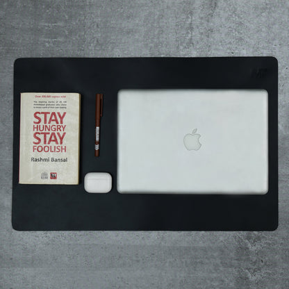 Classy Leather Bags Noir Opulence Black Leather Desk Mat + Mouse Pad - AVBL MRKT (1)