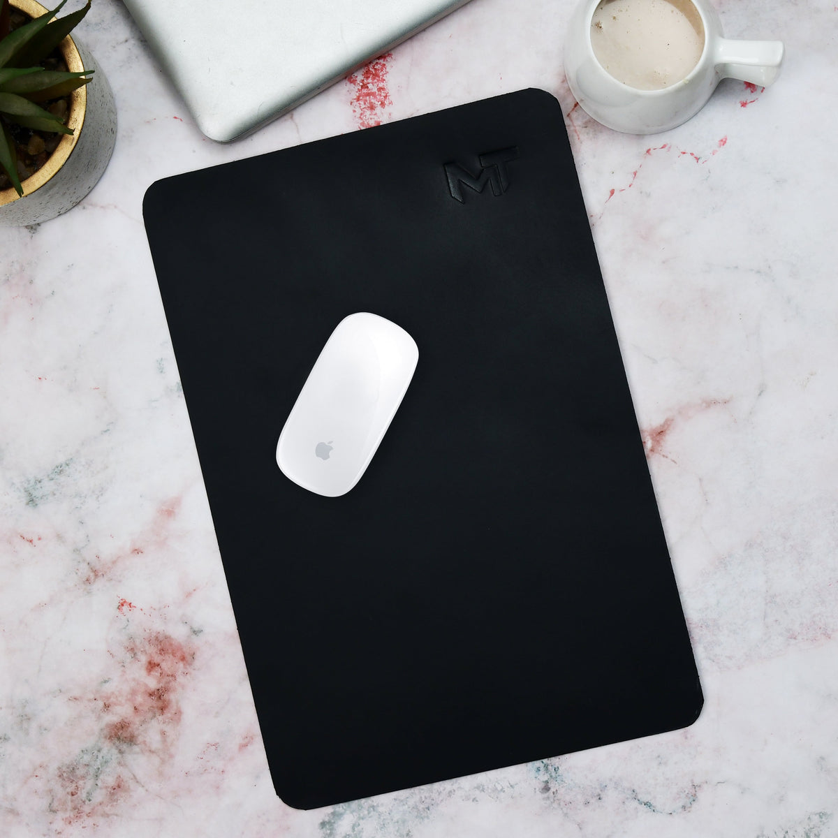 Classy Leather Bags Noir Opulence Black Leather Desk Mat + Mouse Pad - AVBL MRKT (2)