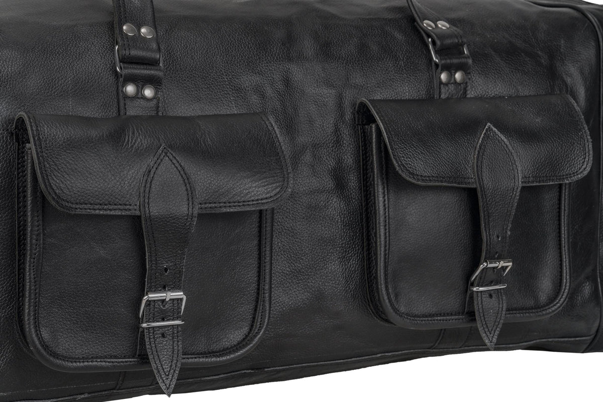 Classy Leather Bags Oversized Weekender Duffel Black - AVBL MRKT (7)