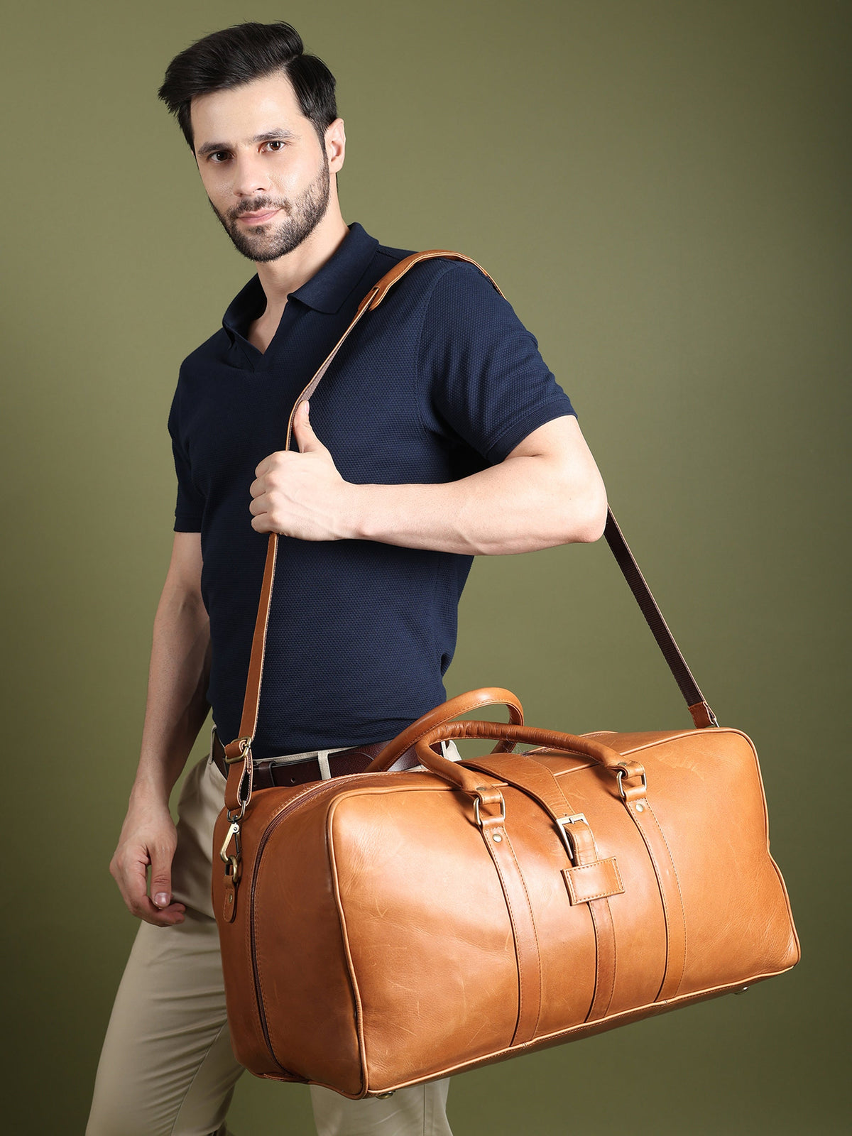 Classy Leather Bags Port Blair Leather Duffle Travel Bag - AVBL MRKT (3)