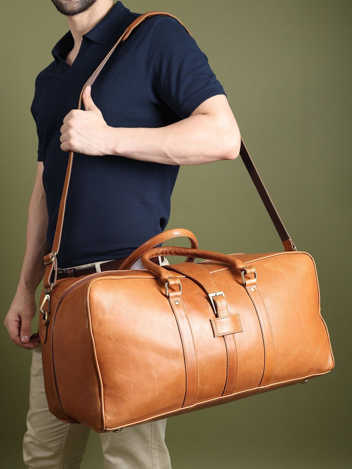 Classy Leather Bags Port Blair Leather Duffle Travel Bag - AVBL MRKT (5)