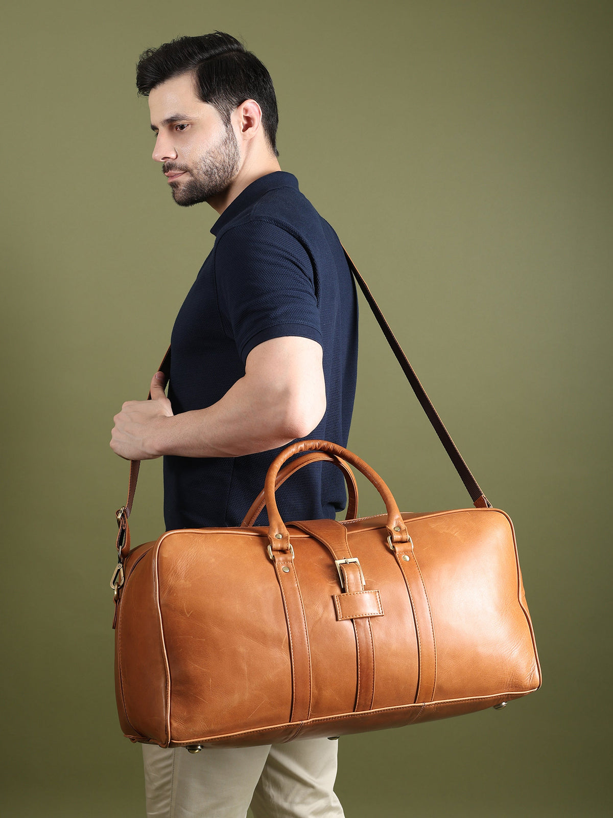 Classy Leather Bags Port Blair Leather Duffle Travel Bag - AVBL MRKT (6)