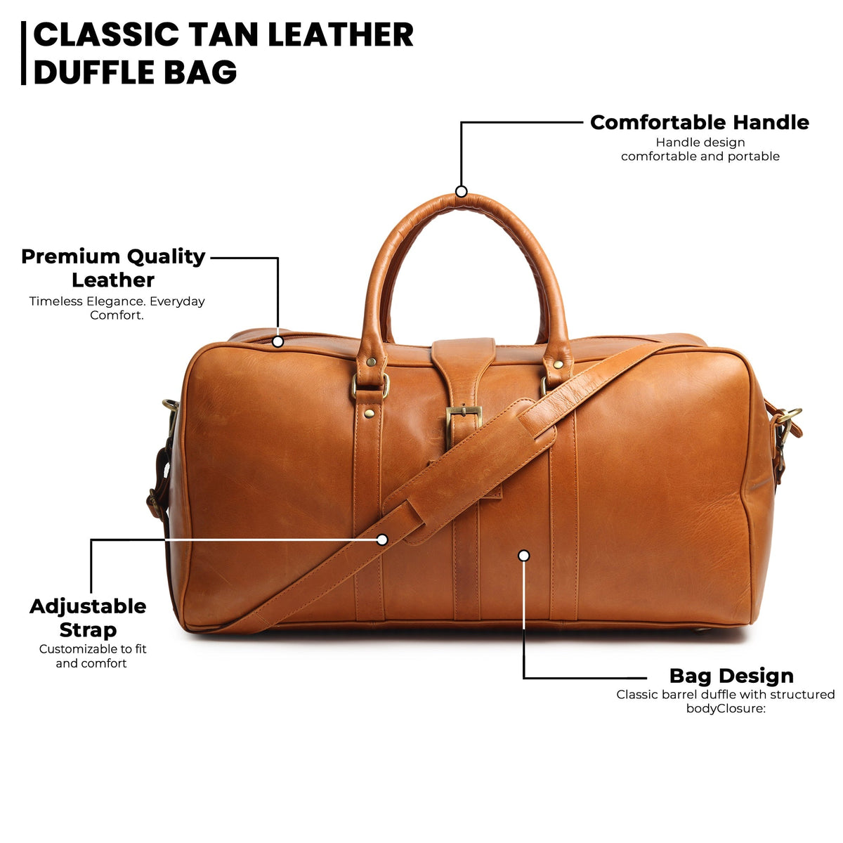 Classy Leather Bags Port Blair Leather Duffle Travel Bag - AVBL MRKT (8)