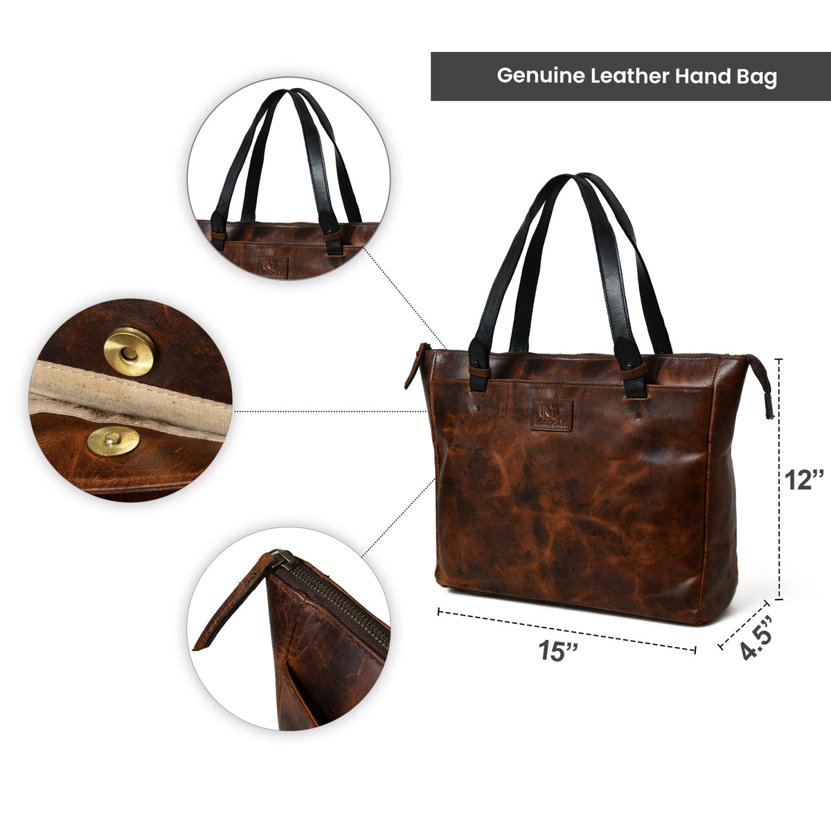 Classy Leather Bags Portland Leather Tote with Zipper - AVBL MRKT (10)