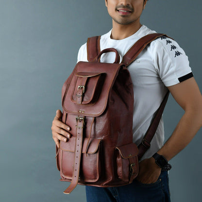 Classy Leather Bags Rictus Hiking Backpack- Walnut Brown - AVBL MRKT (6)