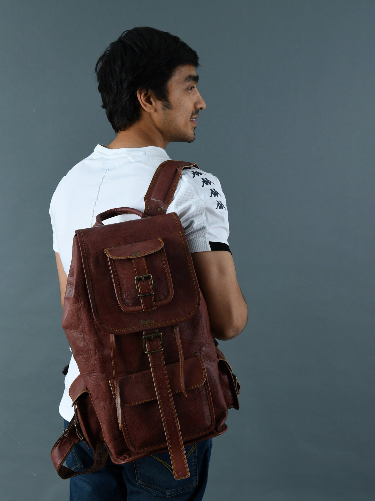 Classy Leather Bags Rictus Hiking Backpack- Walnut Brown - AVBL MRKT (7)