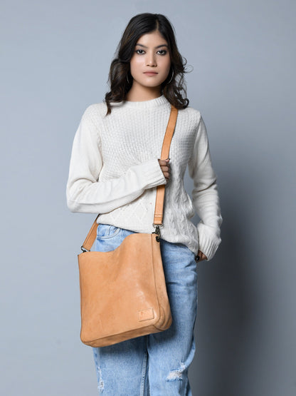 Classy Leather Bags Serenity Everyday Crossbody Sling, Tan - AVBL MRKT (2)