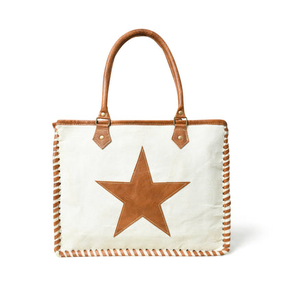 Classy Leather Bags Star Upcycled Canvas Shoulder Tote - AVBL MRKT (2)