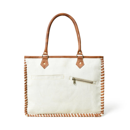 Classy Leather Bags Star Upcycled Canvas Shoulder Tote - AVBL MRKT (3)