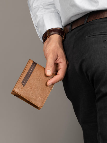 Classy Leather Bags Stripe Brown Men's Wallet - AVBL MRKT (6)