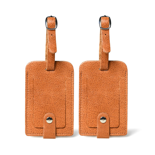Classy Leather Bags Tan Leather Luggage Tags Set - AVBL MRKT (1)