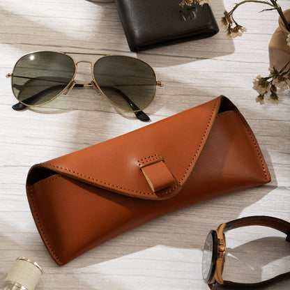 Classy Leather Bags Tan Leather Sunglasses Case - AVBL MRKT (1)