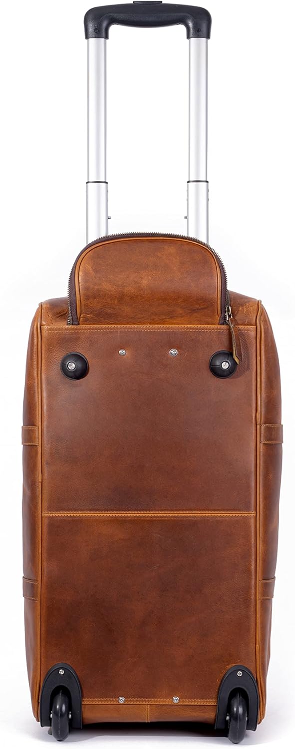 Classy Leather Bags Tan Leather Trolley Bag 44L - AVBL MRKT (4)
